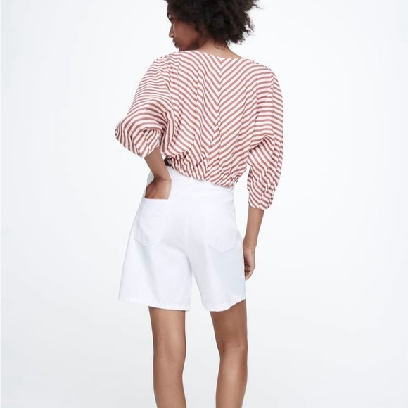 ZARA LINEN BLENDED KNOTTED STRIPED TOP NWT - Picture 7 of 7